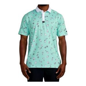 Bad Birdie Men’s 5pm Somewhere Light Green Cocktails Golf Polo Shirt Size 2XL